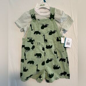 NWT - Little Me - Soft Knit Safari ShortAll Set 24M